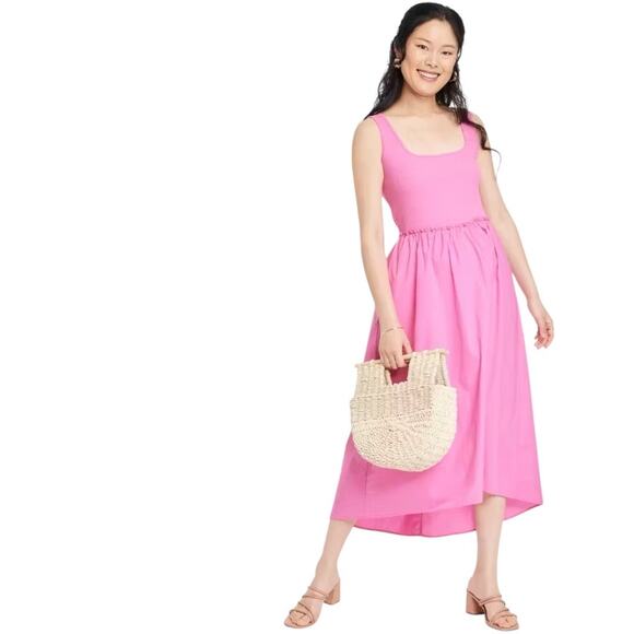 A New Day Midi Sleeveless Ballet Dress NEW Ribbed Top Ruffle Waistline Size L - Picture 1 of 12